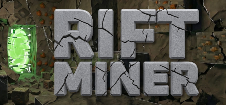 Rift Miner key art with the game logo and voxel gems.